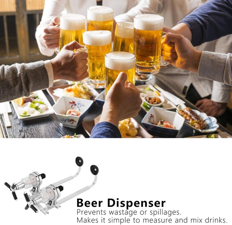 Fdit 2‑Bottle Wine Dispenser, Wall Mounted Liquor Dispenser Bracket Wine Beer Bottle Beverage Stand for Home (Silver) - Image 2